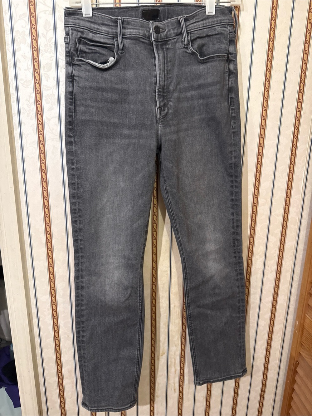 Mother Jeans The Mid Rise Dazzler Ankle 31 Gray Straight Mom Preppy Casual S26